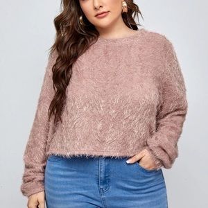 Fuzzy Mauve Crop Sweater SHEIN 3x (fit a US L-2x)